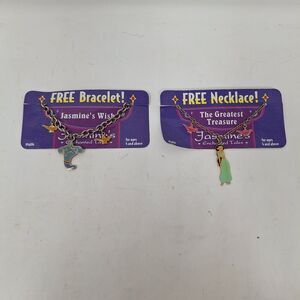 Disney Vintage Jasmine Enchanted Tales Charm Bracelet Necklace 90s Aladdin Set